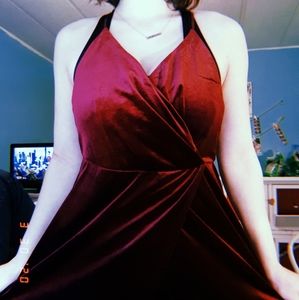 Burgundy velvet formal dress